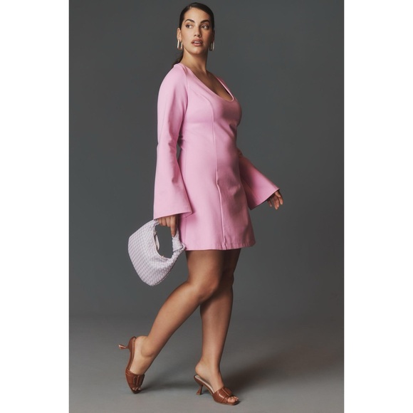 NWT Anthropologie Maeve Long-Sleeve Scoop-Neck Mini Dress in Pink - Picture 5 of 9